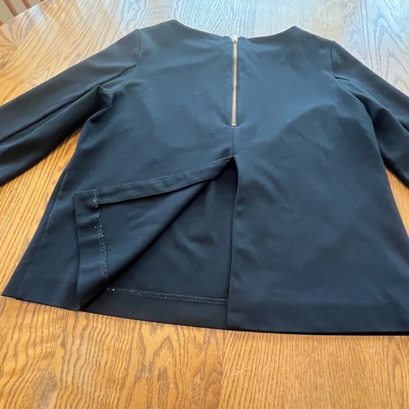 AMANDA UPRICHARD Black Split Back Exposed Zipper 3/4 Sleeve Top Blouse L - Picture 3 of 8